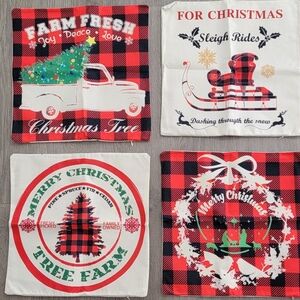 Christmas Cushion Covers Size 15.5 " X 15.5". Pattern one side. Woven Sack New